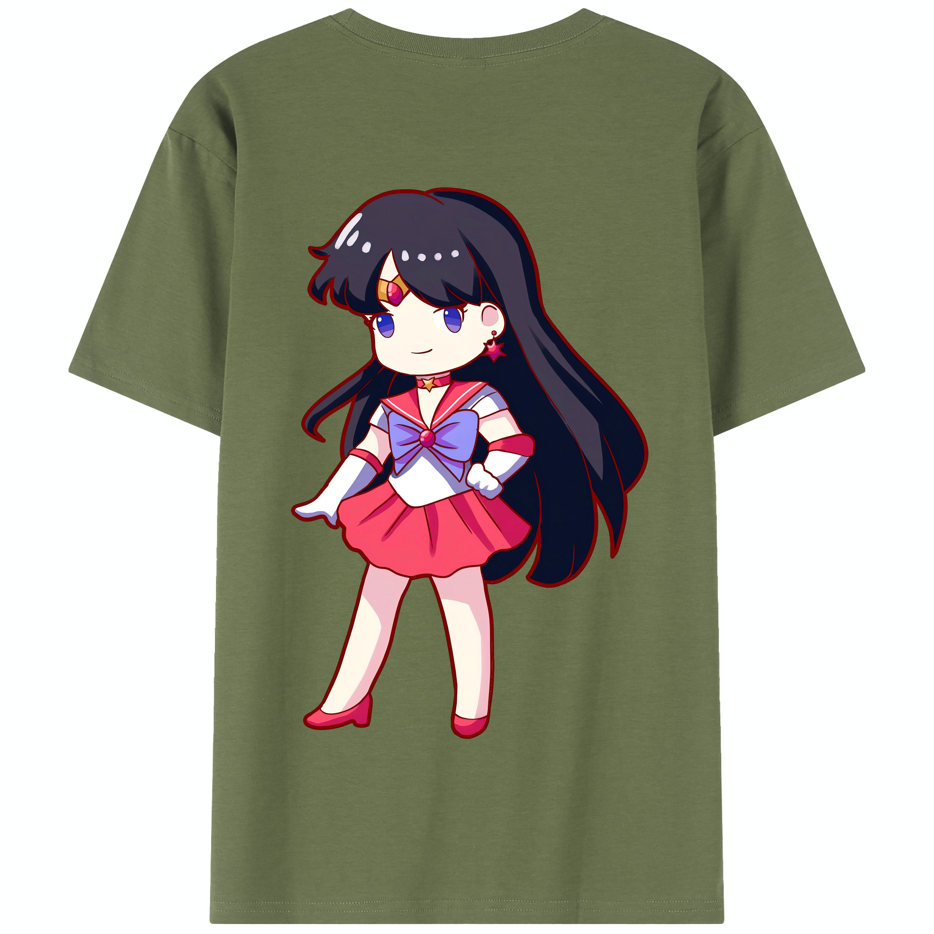 （画像用） 美少女戦士セーラームーン 火野レイ ひの レイ Sailor Moon Hino Rei （セーラーマーズ,Sailor Mars） 綿100％半袖Tシャツ（背面プリント）